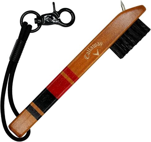 Callaway Golf Heritage Club Brush Light Blue/Navy - Vintage Inspired Wood Golf Brush with Groove Cleaner, Elastic Rope & Metal Clip, Non-damaging Nylon bristles, Fits on Any Golf Bag in Kuwait