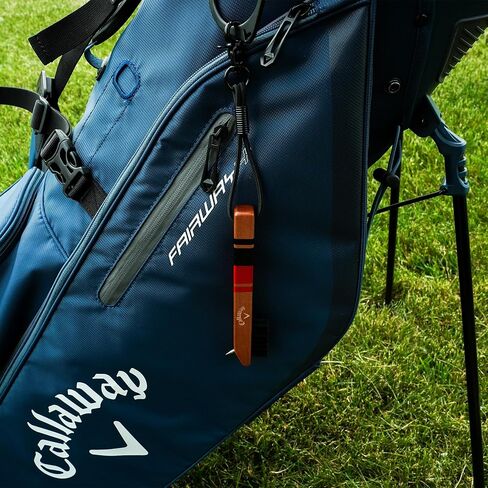 Callaway Golf Heritage Club Brush Light Blue/Navy - Vintage Inspired Wood Golf Brush with Groove Cleaner, Elastic Rope & Metal Clip, Non-damaging Nylon bristles, Fits on Any Golf Bag in Kuwait
