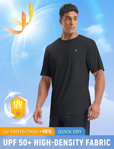 BALEAF Men's UPF 50+ Sun Protection Shirts UV SPF Short Sleeve T-Shirts Rash Guard Quick Dry Lightweight Hiking Athletic in Kuwait