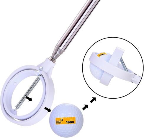 Mile High Life Golf Ball Retriever, Telescopic Golf Ball Retriever for Water with Spring Release-Ready Head, Durable Grabber Tool with Locking Clip, 80" Long, Lightweight (Yellow) in Saudi Arabia