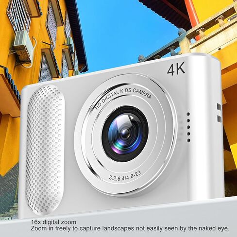 4K Digital Camera for Kids ، 16x Zoom Video Camera Camcorder Autofocus مع شاشة TFT 2.4 بوصة ، كاميرا سفر محمولة 48 ميجابكسل HD Pocket Flagging (أسود) in Kuwait