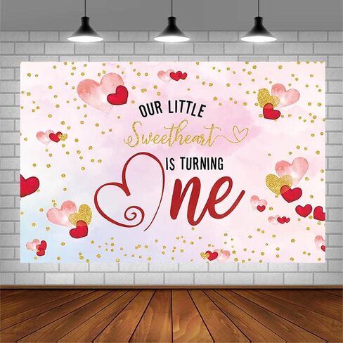 7x5ft Valentine حبيبته الأولى خلفية عيد ميلاد للفتيات حبيبتنا الصغيرة تحول واحدة من خلفية التصوير الفوتوغرافي الخدود in Saudi Arabia