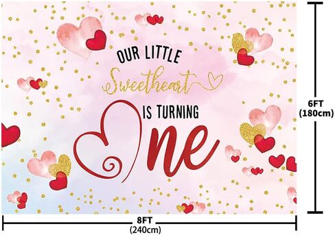 7x5ft Valentine حبيبته الأولى خلفية عيد ميلاد للفتيات حبيبتنا الصغيرة تحول واحدة من خلفية التصوير الفوتوغرافي الخدود in Saudi Arabia