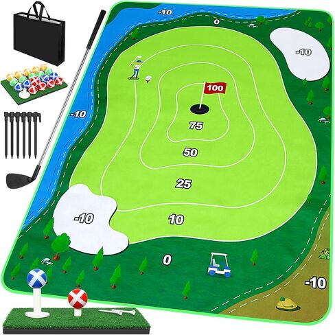 6x5Ft Golf Chipping Game Mat, Battle Royale Golf Game Set with Golf Hitting Mat, 20 Grip Golf Balls, Backyard Golf Games for Adults Family Outdoor Indoor in Saudi Arabia