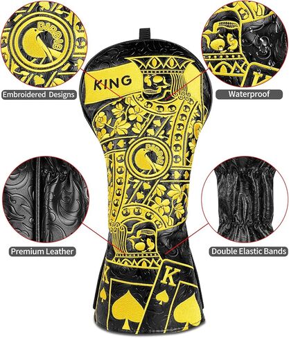 Big Teeth Golf Poker King Golf Golf Club Covers, Driver 460cc Golf Head Cover, Driver Headcover for Men, Golf Club Covers for Men, King Emborideried Driver Cover in Saudi Arabia