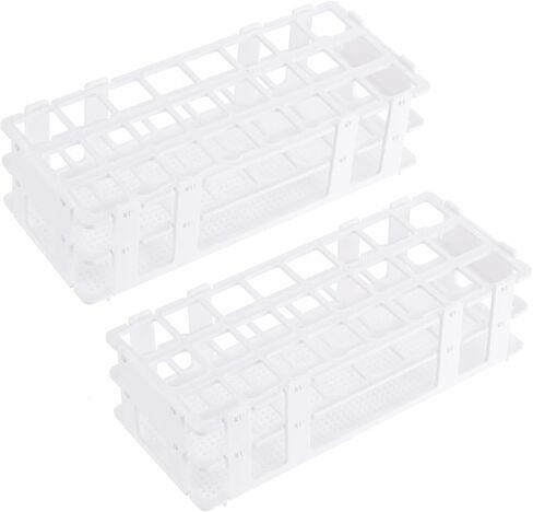 PATIKIL 24 Holes Test Tube Rack, 2Pcs 25mm Square Hole Plastic Detachable Test Tube Holder Stand Suitable for Less Than 25mm Dia Tube for Laboratory Scientific Experiments, Blue in Kuwait