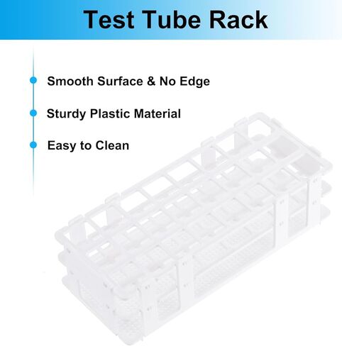 PATIKIL 24 Holes Test Tube Rack, 2Pcs 25mm Square Hole Plastic Detachable Test Tube Holder Stand Suitable for Less Than 25mm Dia Tube for Laboratory Scientific Experiments, Blue in Kuwait