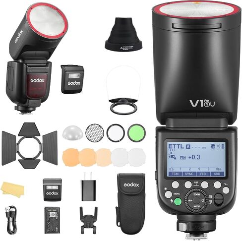 Godox V1Pro S with AKR1 Kit External Flash SU-1 V1Pro TTL Flash for Sony Camera 2980mAh 76W Battery Flash 1/8000s HSS 1.3s Recycle Time 2.4G Wireless HSS 500 Full Power Flashes in Kuwait