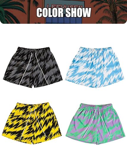 Mens Graphic Shorts Casual Drawstring Running Workout Streetwear Lightweight Basketball Shorts in Saudi Arabia