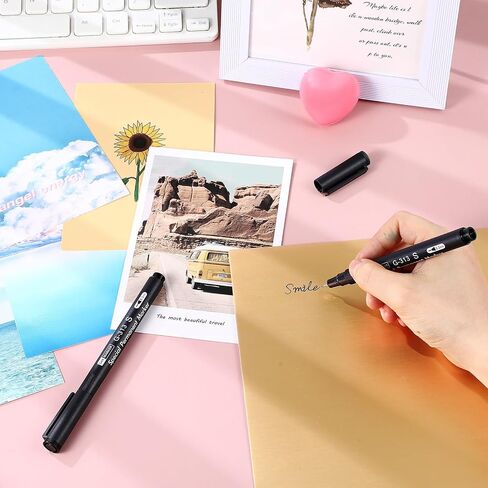 3 Pcs Photo Pen, 0.3mm Photo Marker for Slick Surface Writing, Waterproof, Lightfast, No Penetration, Permanent Marker Suitable for Christmas Cards, Film, Optical Lens (2 Black &1 Blue) in Kuwait