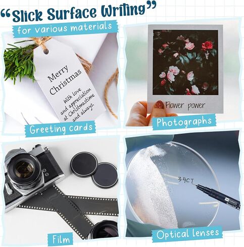 3 Pcs Photo Pen, 0.3mm Photo Marker for Slick Surface Writing, Waterproof, Lightfast, No Penetration, Permanent Marker Suitable for Christmas Cards, Film, Optical Lens (2 Black &1 Blue) in Kuwait