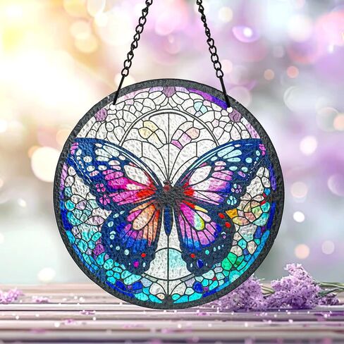 H&D HYALINE & DORA Tree of Life Stained Glass Window Hanging Colorful Stained Glass Suncatchers Stained Glass Panel Sun Catchers Wall Hanging Decor Gifts for Mom,Grandma in Saudi Arabia
