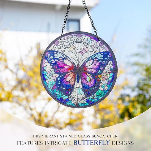 H&D HYALINE & DORA Tree of Life Stained Glass Window Hanging Colorful Stained Glass Suncatchers Stained Glass Panel Sun Catchers Wall Hanging Decor Gifts for Mom,Grandma in Saudi Arabia