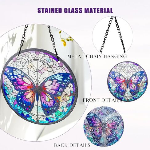 H&D HYALINE & DORA Tree of Life Stained Glass Window Hanging Colorful Stained Glass Suncatchers Stained Glass Panel Sun Catchers Wall Hanging Decor Gifts for Mom,Grandma in Saudi Arabia