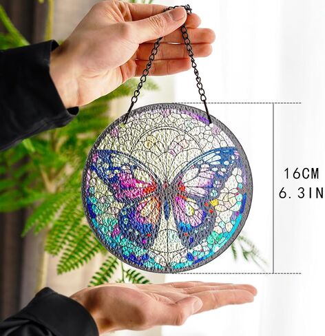H&D HYALINE & DORA Tree of Life Stained Glass Window Hanging Colorful Stained Glass Suncatchers Stained Glass Panel Sun Catchers Wall Hanging Decor Gifts for Mom,Grandma in Saudi Arabia