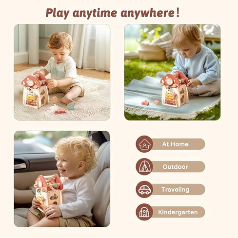 Youuys Wooden Activity Cube 5-in-1 Montessori Bavor Board Toys متعددة الأغراض ألعاب التعلم التعليمية التعليمية للأطفال الصغار مع المرآة ، هدية عيد ميلاد فتاة شخصية in Kuwait