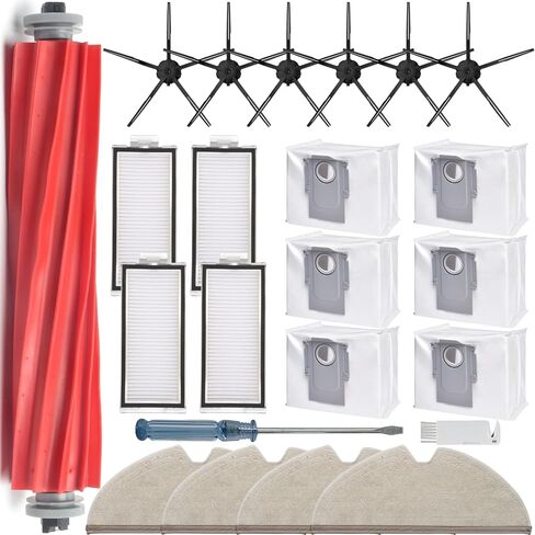 20Pcs Compatible with Roborock Q8 Max+ Q8 Max,Q5 Max+ Q5 DuoRoller Q5 Pro Q5 Pro+ Vacuum Robot Accessories Kit,2 Main Brush 4 Mop Pads 6 Side Brush 2 Hepa Filters 6 Vacuum Bags in Saudi Arabia