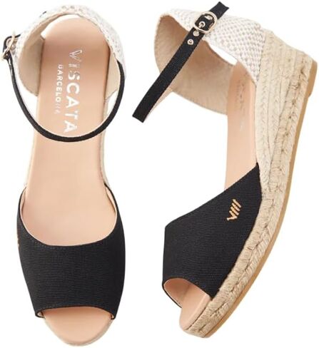 صندل نسائي من VISCATA Cavall Espadrille مصنوع يدويًا بكعب منخفض من إسبانيا بكعب 2 بوصة مع قماش قطني عضوي مسامي ونعل أوسط من الجوت الطبيعي بنسبة 100% لجميع المناسبات: كاجوال، عمل، حفلة in Saudi Arabia