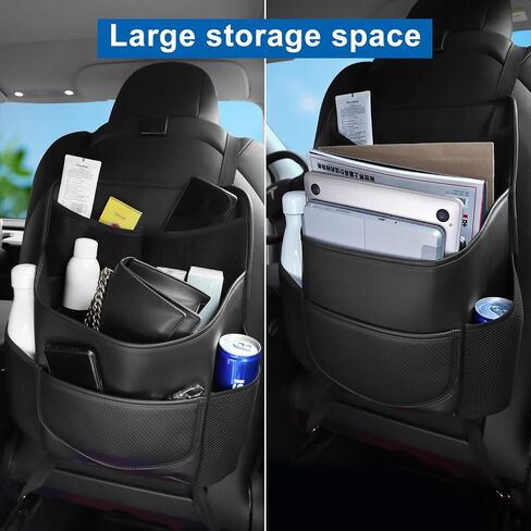 PU Leather Back Seat Organizer Universal Multifunctional Large Capacity Rear Hanging Seat Storage Bag With Tissue Bag Auto Interior Accessories in Saudi Arabia