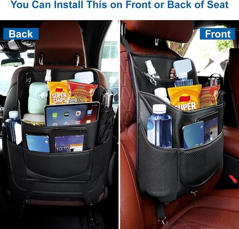 PU Leather Back Seat Organizer Universal Multifunctional Large Capacity Rear Hanging Seat Storage Bag With Tissue Bag Auto Interior Accessories in Saudi Arabia
