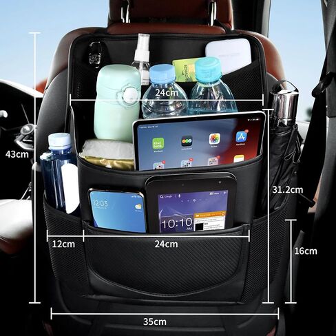 PU Leather Back Seat Organizer Universal Multifunctional Large Capacity Rear Hanging Seat Storage Bag With Tissue Bag Auto Interior Accessories in Saudi Arabia