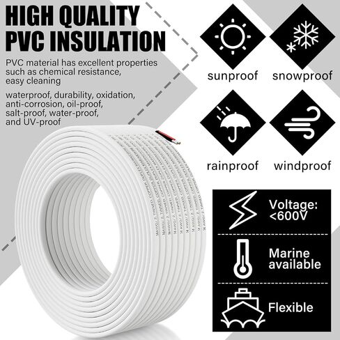 Retisee Marine Wire Duplex Flat Boat Wire Heavy Duty Tinned Electrical Copper Wire for Boats RV Outdoors Trailers Automotive(50ft,10/2 Style) in Saudi Arabia