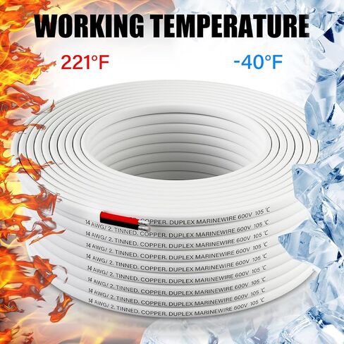 Retisee Marine Wire Duplex Flat Boat Wire Heavy Duty Tinned Electrical Copper Wire for Boats RV Outdoors Trailers Automotive(50ft,10/2 Style) in Saudi Arabia