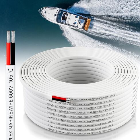 Retisee Marine Wire Duplex Flat Boat Wire Heavy Duty Tinned Electrical Copper Wire for Boats RV Outdoors Trailers Automotive(50ft,10/2 Style) in Saudi Arabia