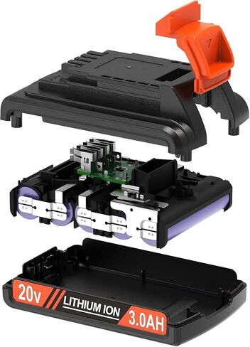 2 حزم 3000 مللي أمبير في الساعة 20 فولت وشاحن ، استبدال لبطارية ليثيوم سوداء و Decker 20V LB20 ، LBXR20 ، متوافقة مع أدوات الطاقة السوداء السوداء و Decker 20V وشاحن in Saudi Arabia