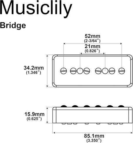 Musiclily Pro P90-BLA Alnico 5 P90 Soapbar Single Coil Pickup Electric Guitar Neck Bridge Pickups Set, Black in Kuwait