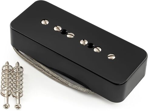 Musiclily Pro P90-BLA Alnico 5 P90 Soapbar Single Coil Pickup Electric Guitar Neck Bridge Pickups Set, Black in Kuwait