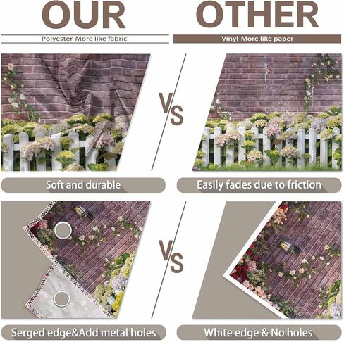 7x5ft Fabric Easter Spring Garden Photography Backdrop Flower Fence Rose Pink Brick Wall Background Floral Kids Newborn Baby Portrait Photo Booth Props in Saudi Arabia
