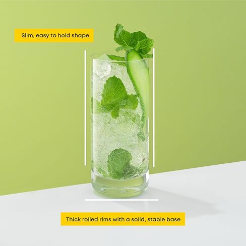 JoyJolt Faye 13oz Highball Glasses, 6pc Tall Glass Sets. Lead-Free Crystal Drinking Glasses. Water Glasses, Mojito Glass Cups, Tom Collins Bar Glassware, and Mixed Drink Cocktail Glass Set in Kuwait