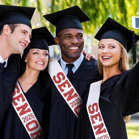 Marsui Senior 2024 أوشحة من الساتان مع حروف لامعة، وشاح المشجع، أوشاح احتفالات التخرج، أوشاح كبار البهجة، أوشاح فئة 2024، لحفلات التخرج للفتيات (نمط حيوي، 24 قطعة) in Saudi Arabia
