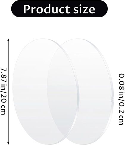 2Pcs Round Sheet, Clear Acrylic Circle, Round Transparent Disk Acrylic Sheet, Disc Circle Platic Sheet for DIY, Cake, Crafts, Table Top(Small) in Saudi Arabia