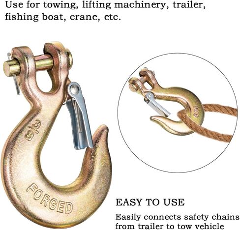 5/16 بوصة خطاف سلسلة الانزلاق Clevis مع مزلاج الأمان ، فولاذ من الدرجة 70 الثقيلة لخطافات المقطورة ، خطاف السحب ، خطاف الرافعة ، سعة 4200 رطل ، حزمة 2 in Kuwait