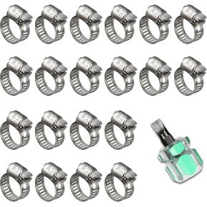 Hose Clamps 50 Pack Hose Clamps Stainless Steel 1/3", 1/2", 3/4", 13/16", 2" Large and Small Heavy Duty Hose Clamps for Automotive, Marine Grade, Radiator Worm Gear Hose Clamps Assortment Kit