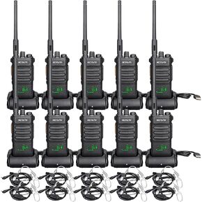 Retevis RT86 Bulk Walkie Talkies for Adult with Earpiece, High Power Two Way Radios Long Range, Heavy Duty 2 Way Radios Rechargeable, for Industry, Construction (10 Pack)