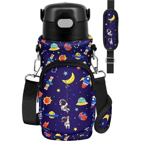 Water Bottle Carrier with Strap - Insulated Neoprene Water Bottle Holder Bag with Pocket for 14-20 oz