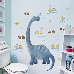 Large Dinosaur Wall Decals Watercolor Dinosaur Dino Footprints Palm Leaf Peel and Stick Wall Art Stickers for Baby Kids Boys Girls Toddler Nursery Room Playroom Classroom Wall Decoration