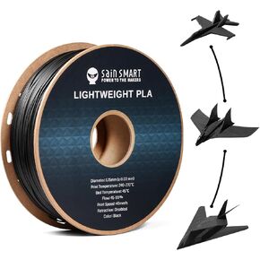 SainSmart Light Weight Filament 1.75mm, LW-PLA Low-Density Active Foaming 3D Printer Filament for RC Planes Drone Parts and Cosplay, White PLA Filament, 1KG