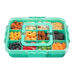 Snack Box Container for Kids - Adjustable 12-Compartment Snack Containers, Reusable Bento Box, Dishwasher Safe, BPA-Free, Perfect for School, Travel, Camping & Picnic, Ivory White