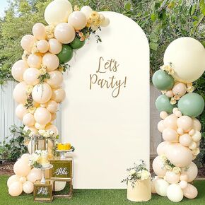 6 ft Beige Arch Backdrop Cover Wedding Arch Cover 2-Sided Spandex Fitted Arch Backdrop Cover Round Top Chiara Stand Covers for Ballon Parties Birthday Bridal Shower Reception Photography Banquet Event