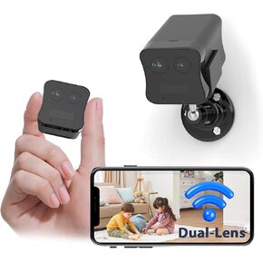 Mini V6 Security Camera Wireless Indoor, WiFi Surveillance Cam with Phone App, 2K Live Video, 180 Day Standby Battery, Clear Night Vision, Dual Lens, 6X Hybrid Zoom, Human Detection, Portable Design