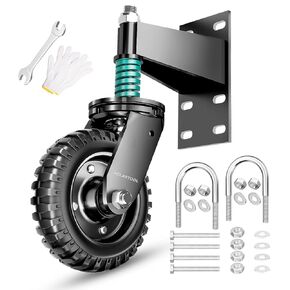 Gate Wheel, 8 Inch Spring-Loaded Heavy Duty Caster for Metal Tube & Wooden Gates, 700 lbs Capacity, Black