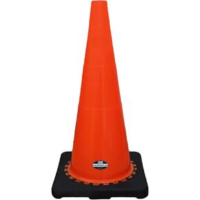 Traffic Safety Cone 28" Black Base with 6" and 4" Reflective Tape, Pack of 8, Black