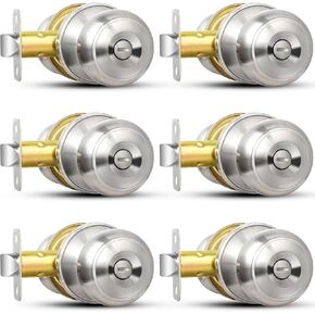 Sopoby Privacy Door Knob, 10 Pack Matte Black Round Keyless Doorknobs Interior/Exterior Lockset, Privacy Locking Door Knobs for Bedroom/Bathroom, Black Modern Design Door Hardware