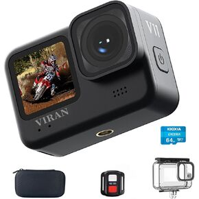 VIRAN V11 New 4K 5K WiFi Anti-Shake Action Camera Go with Remote Control Screen Waterproof Sport Camera pro Drive recorde (with a Waterproof Box)