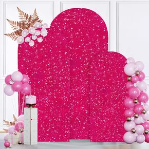 MODFUNS 7.2FT Arch Cover Pink Gold Sequin Spandex Arch Cover Wedding Arch Backdrop Cover Spandex Fitted Arch Stand Cover Glitter Arch Cover Backdrop Fabric for Baby Shower Bridal Shower Wedding Decor