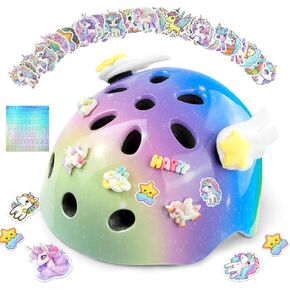 Vvinca Toddler Kids Bike Helmet for Ages 1-2-3-4-5-6-7-8 Years with DIY Stickers, Kids Helmet for Multi-Sport Skateboard Scooter Roller Skating Adjustable Birthday Gift for Child Girls Boys Safety